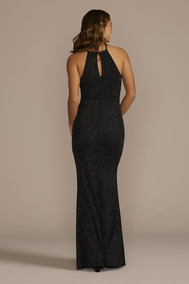 High Neck Glitter Sheath Dresss