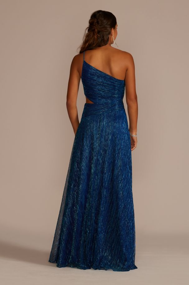 One Shoulder Metallic A-Line Dress w/ Cutout
