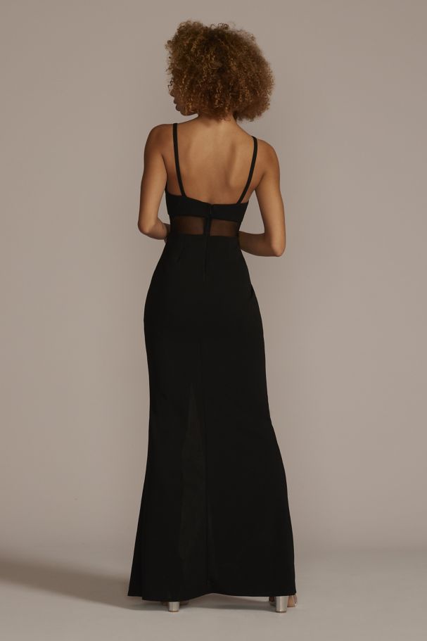 Black Gown w/ Beaded Mesh Detail