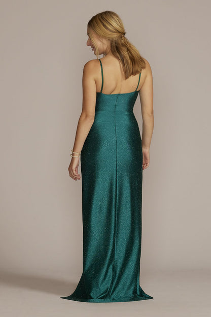 Emerald Spaghetti Strap Draped Dress