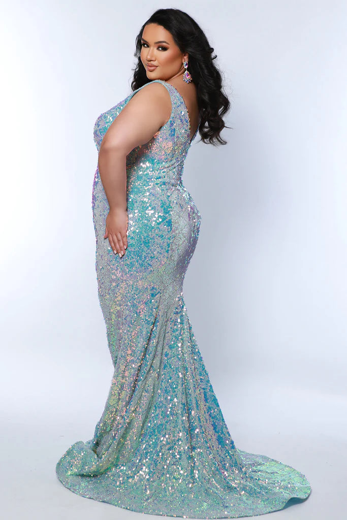 Aqua Fitted Gown