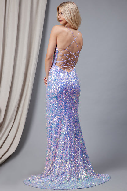 Iridescent Lilac Sequin Gown