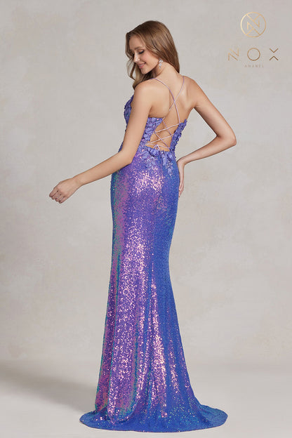 Purple Applique Gown