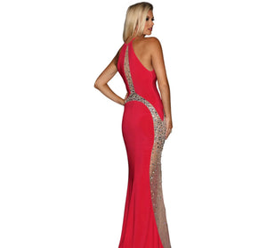 Nude Cutout Dress - Available in Magenta or Royal Blue