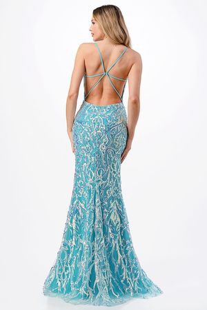 Turquoise Sequin Gown