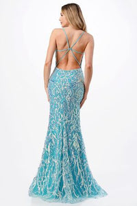 Turquoise Sequin Gown