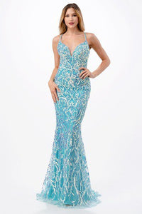 Turquoise Sequin Gown