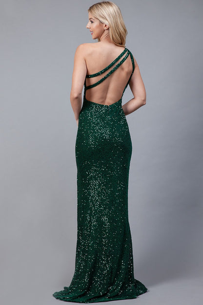 Emerald One Shoulder Gown