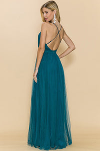 Teal Double Slit Gown