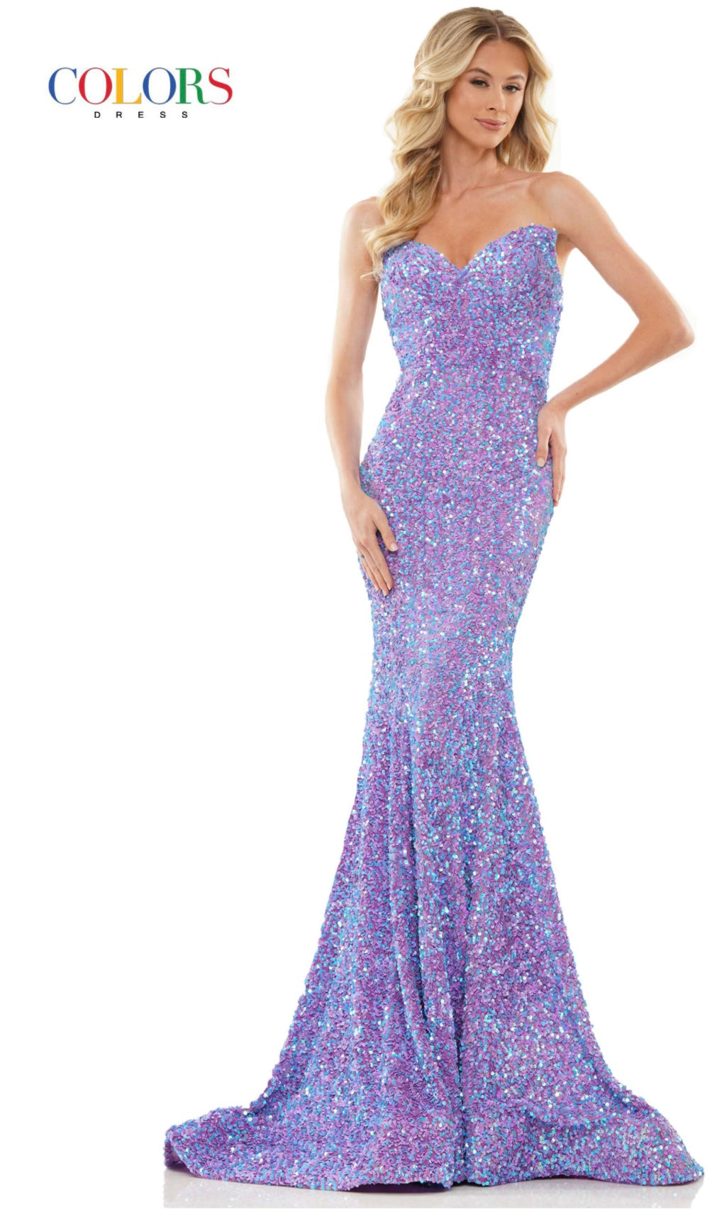 Velvet Sequin Fit and Flare Gown
