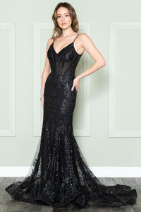 Glittered Mermaid Gown - Black