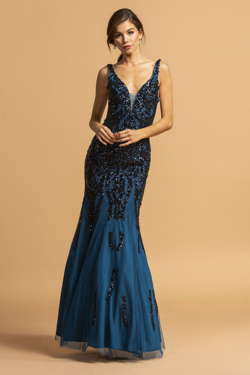 Fit and Flare Gown - Teal