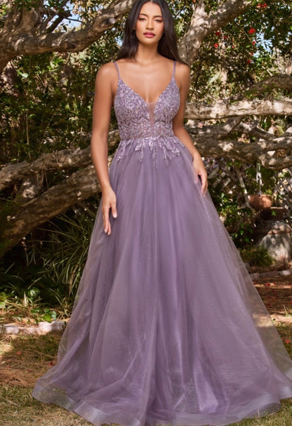 English Violet Tulle Gown