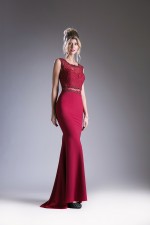 Fitted Jersey Gown with Lace Bodice