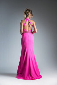 Beaded Belt Sateen Sheath Dress