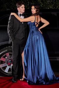 Satin A-Line Hotstone Gown